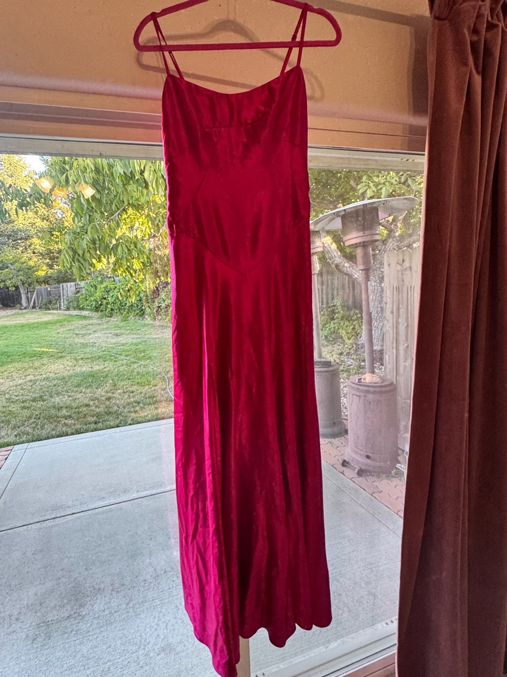 Silky Deep Pink Maxi Slip Dress with Spaghetti Straps- Mare Mare Emmy
